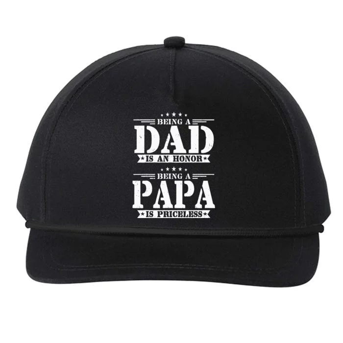 Being A Dad Is An Honor Being A Papa Is Priceless Funny Snapback Five-Panel Rope Hat