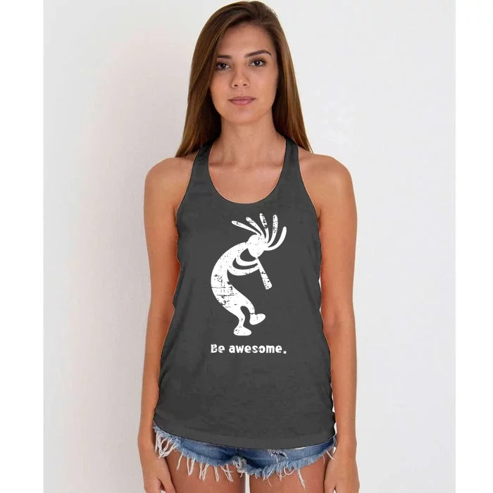 Be Awesome Dancing Kokopelli Southwestern Distressed Design Women's Knotted Racerback Tank