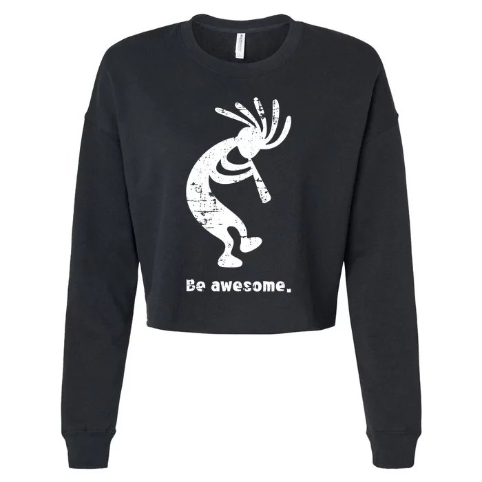 Be Awesome Dancing Kokopelli Southwestern Distressed Design Cropped Pullover Crew