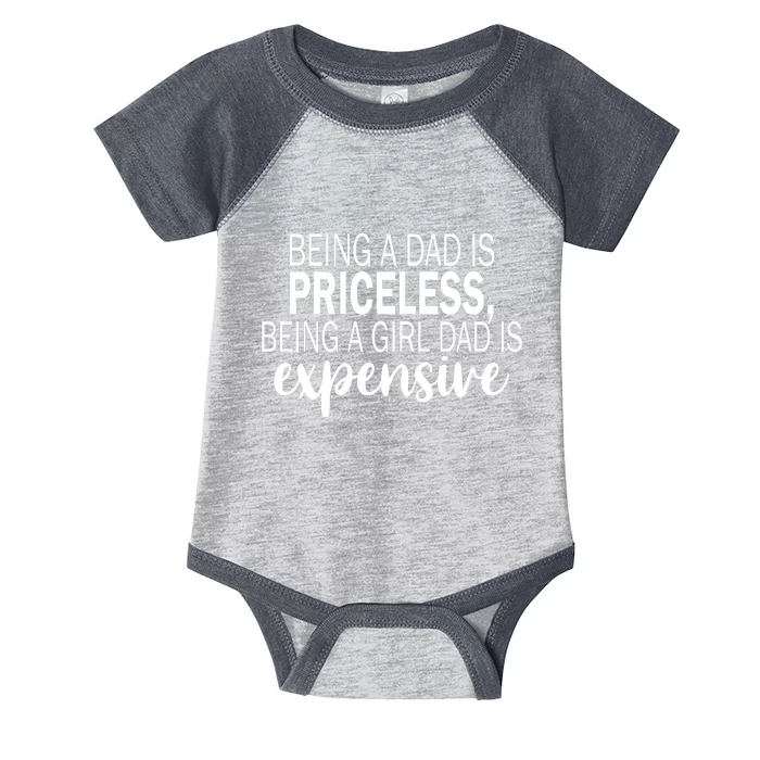 Being A Dad Is Priceless Being A Girl Dad Is Expensive Funny Gift Infant Baby Jersey Bodysuit