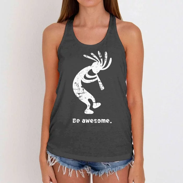 Be Awesome Dancing Kokopelli Southwestern Distressed Women's Knotted Racerback Tank