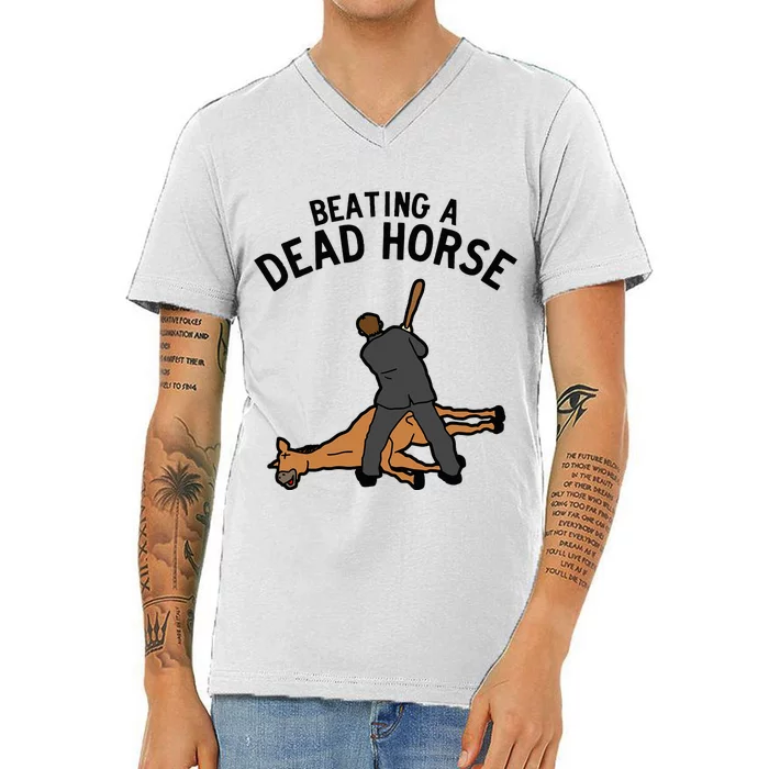 Beating A Dead Horse Meme Funny V-Neck T-Shirt