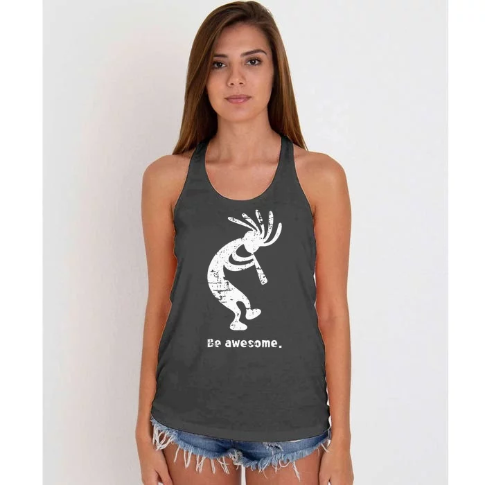 Be Awesome Dancing Kokopelli Southwestern Distressed Women's Knotted Racerback Tank