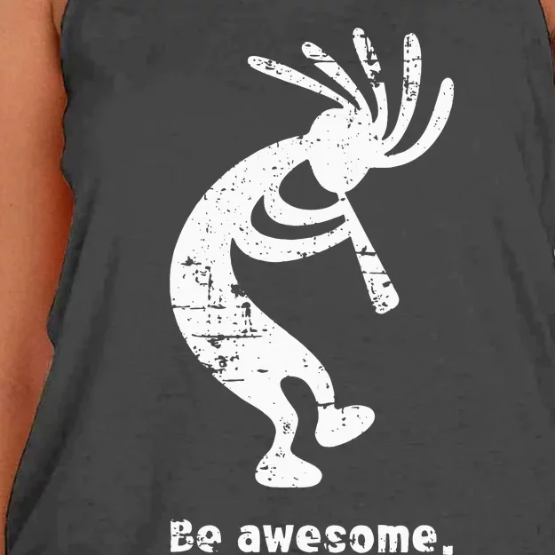 Be Awesome Dancing Kokopelli Southwestern Distressed Women's Knotted Racerback Tank