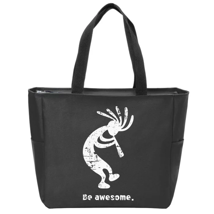 Be Awesome Dancing Kokopelli Southwestern Distressed Zip Tote Bag