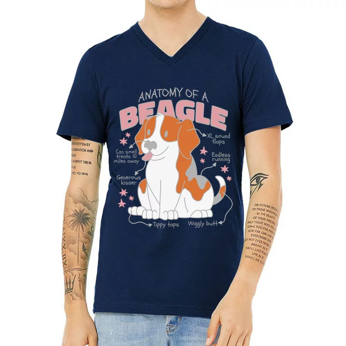 Beagle Anatomy Dog V-Neck T-Shirt