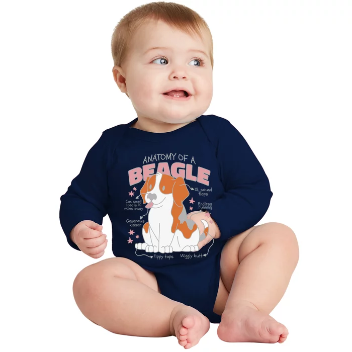 Beagle Anatomy Dog Baby Long Sleeve Bodysuit