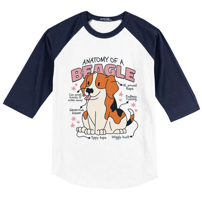 Beagle Anatomy Dog Baseball Sleeve Shirt