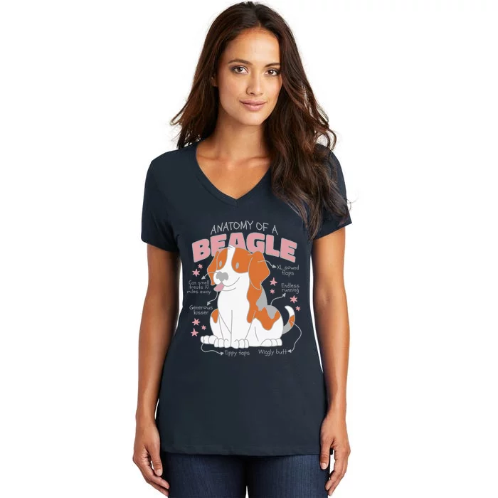 Beagle Anatomy Dog Women's V-Neck T-Shirt