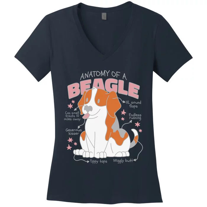 Beagle Anatomy Dog Women's V-Neck T-Shirt