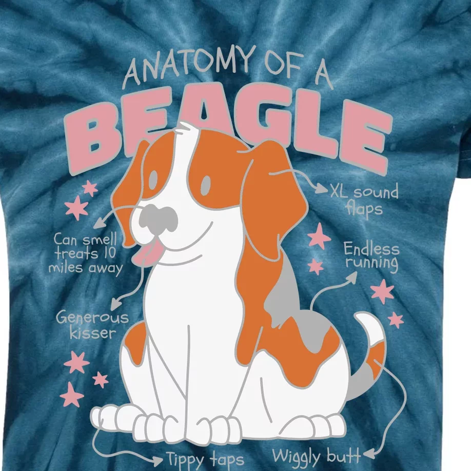 Beagle Anatomy Dog Kids Tie-Dye T-Shirt