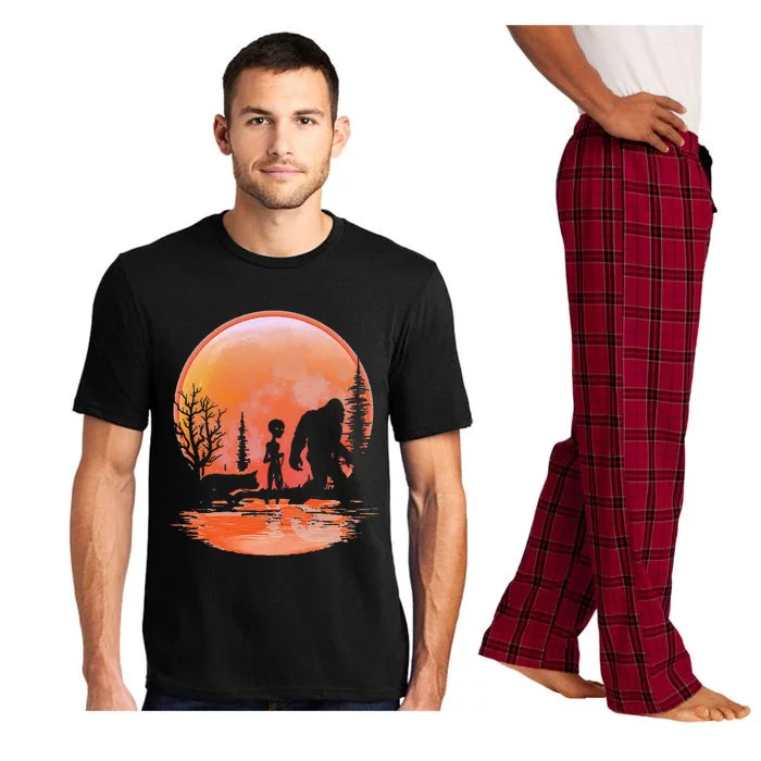 Bigfoot Alien Dog Red Moon Halloween Gift Pajama Set