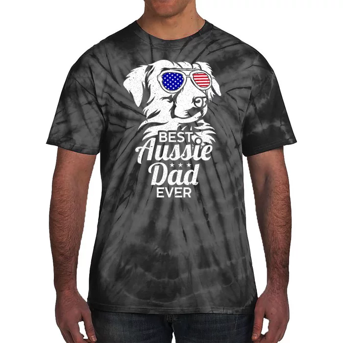 Best Aussie Dad Ever Australian Shepherd Tie-Dye T-Shirt