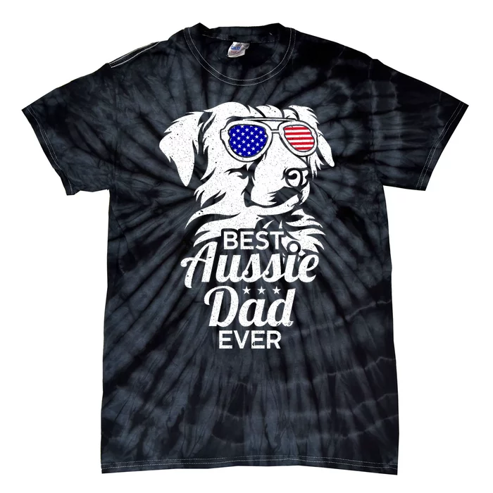 Best Aussie Dad Ever Australian Shepherd Tie-Dye T-Shirt