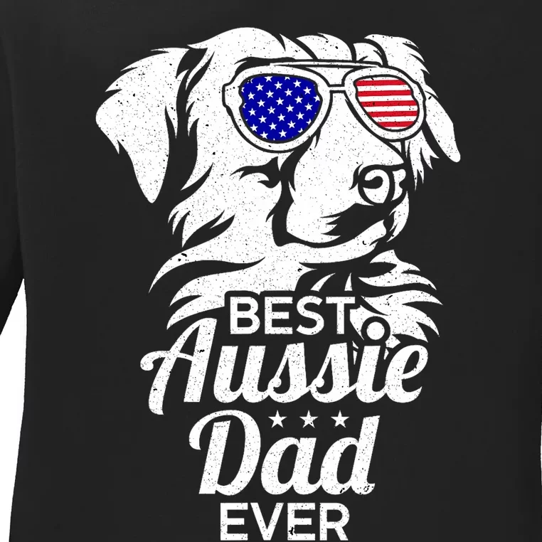 Best Aussie Dad Ever Australian Shepherd Ladies Long Sleeve Shirt