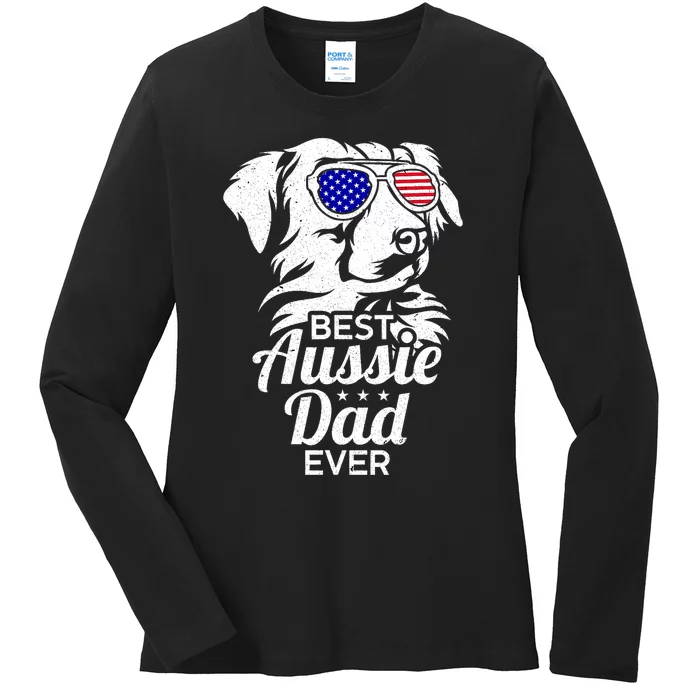 Best Aussie Dad Ever Australian Shepherd Ladies Long Sleeve Shirt