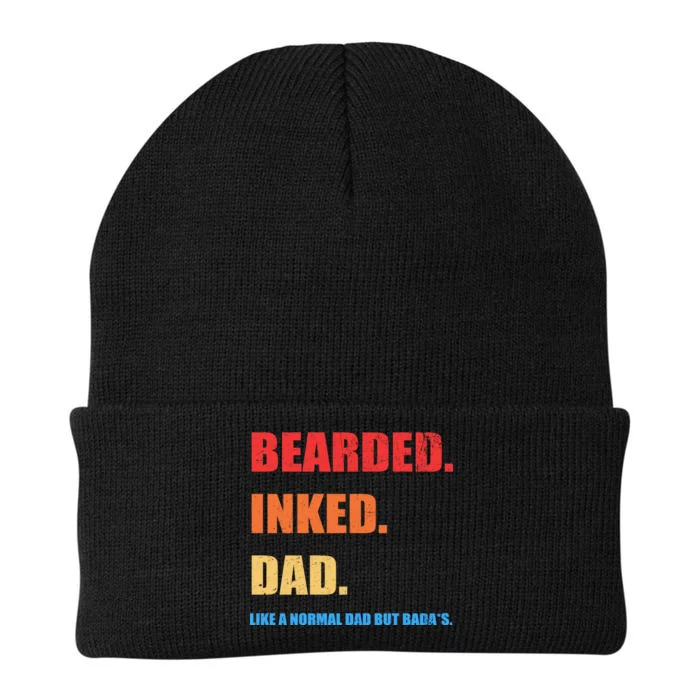 Bada*s Dad Inked Bearded Like A Normal Dad Knit Cap Winter Beanie