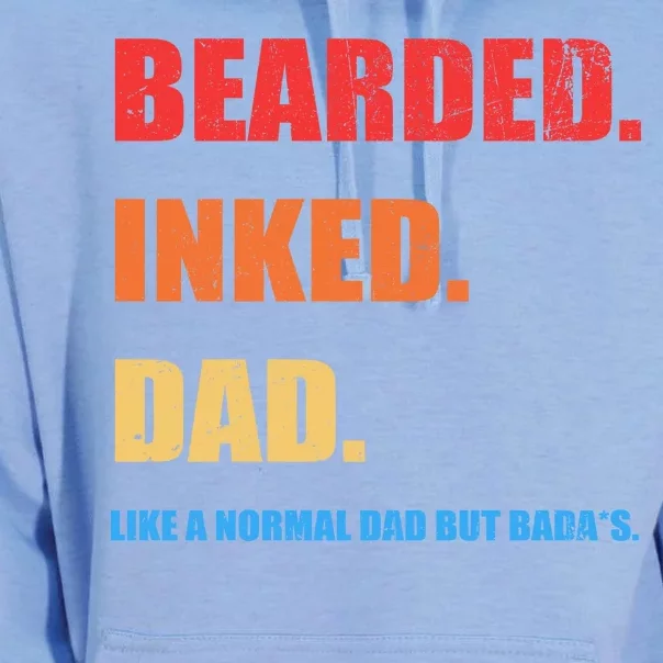 Bada*s Dad Inked Bearded Like A Normal Dad Unisex Surf Hoodie