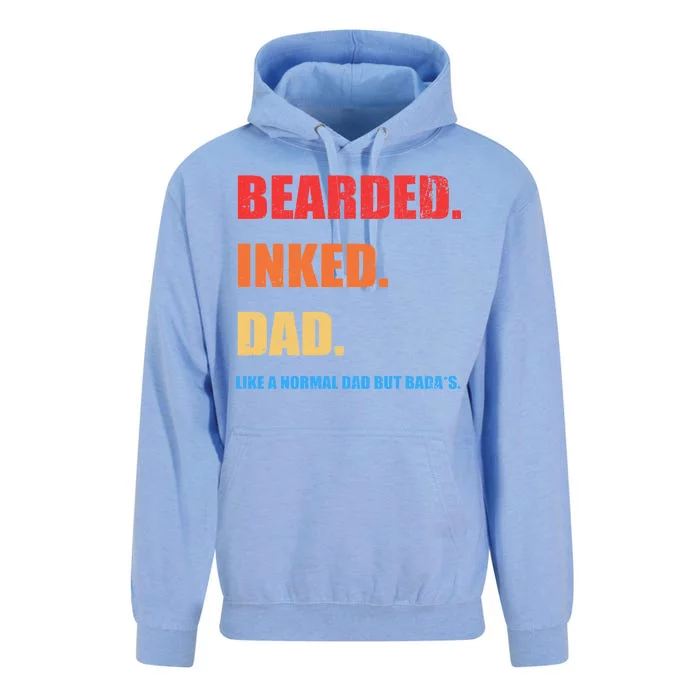 Bada*s Dad Inked Bearded Like A Normal Dad Unisex Surf Hoodie