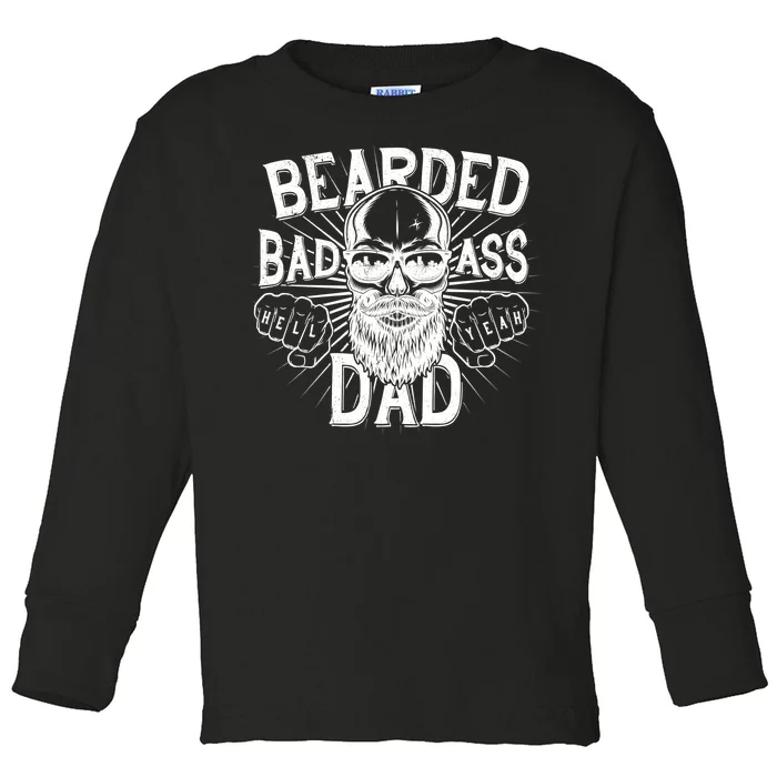 Badass Bearded Dad Toddler Long Sleeve Shirt