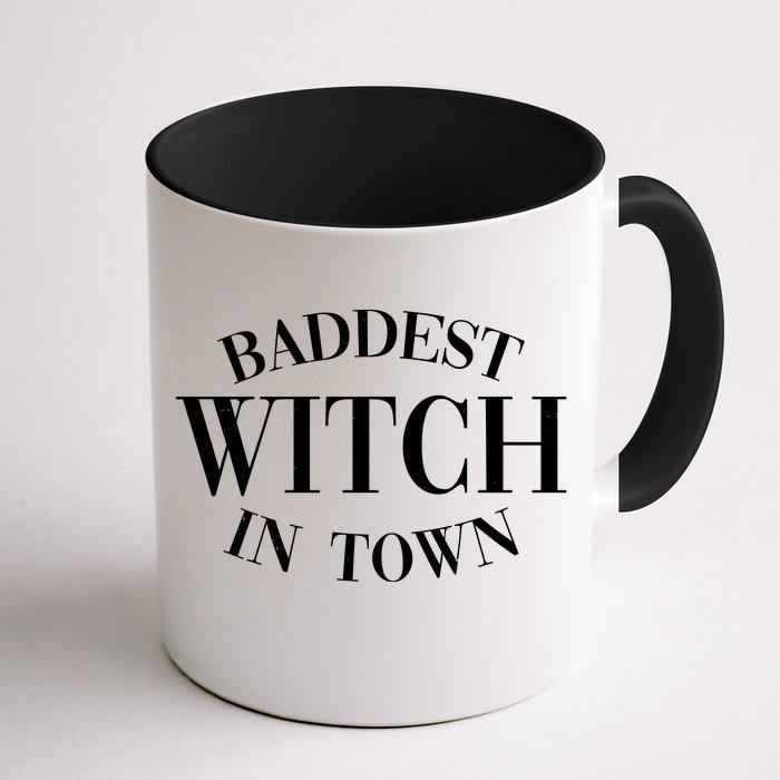 Baddest Witch In Town Funny Halloween Front & Back Coffee Mug