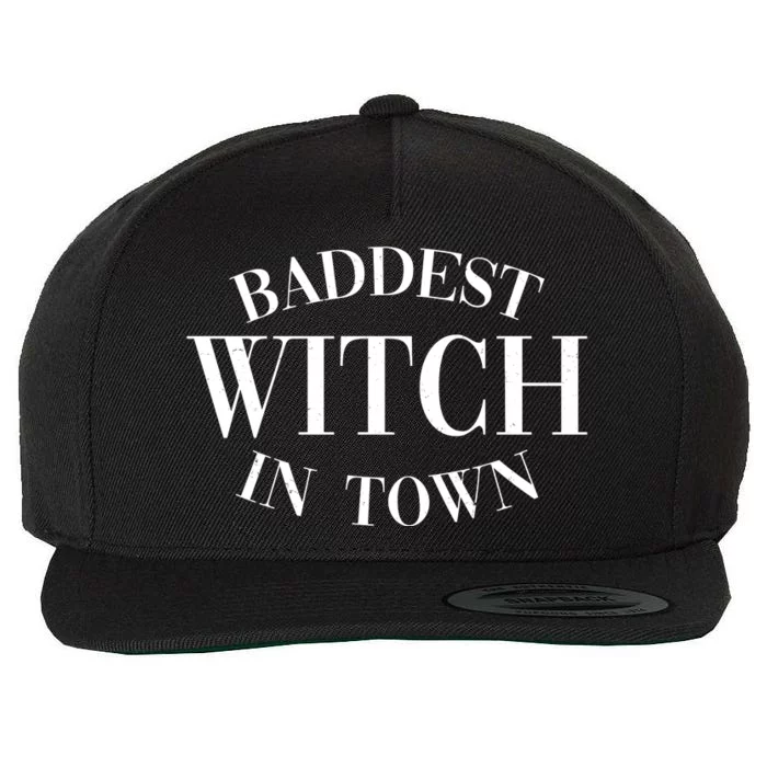 Baddest Witch In Town Funny Halloween Wool Snapback Cap