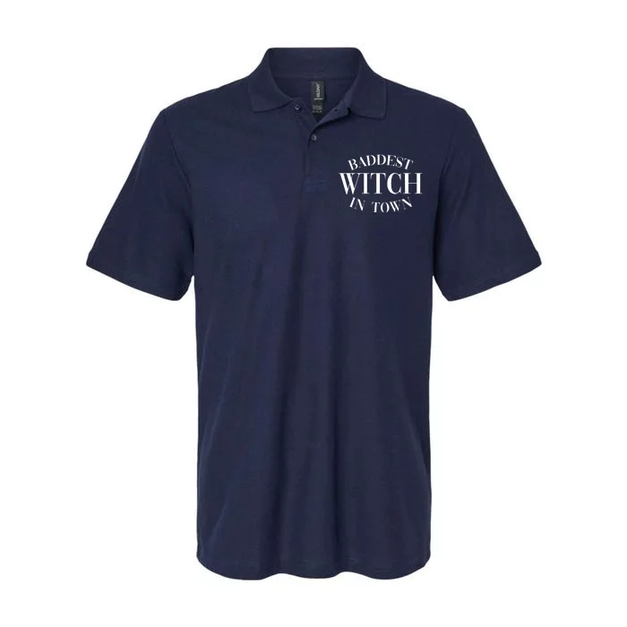 Baddest Witch In Town Funny Halloween Softstyle Adult Sport Polo