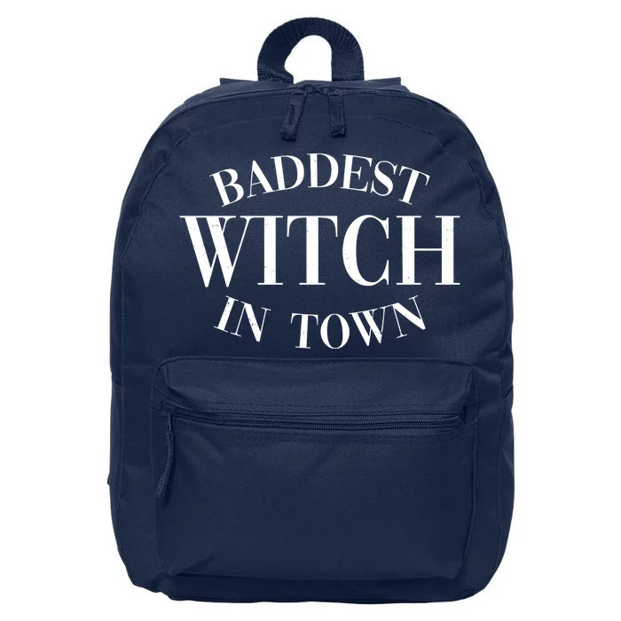 Baddest Witch In Town Funny Halloween 16 in Basic Backpack