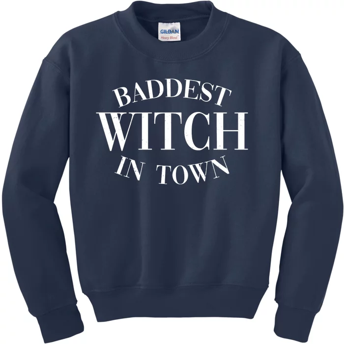 Baddest Witch In Town Funny Halloween Kids Sweatshirt