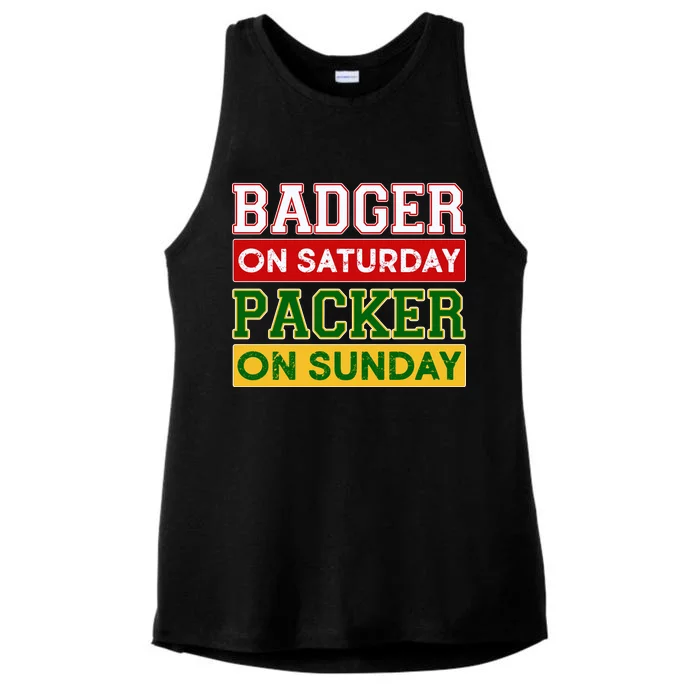 Badger On Saturday Packer On Sunday Ladies Tri-Blend Wicking Tank