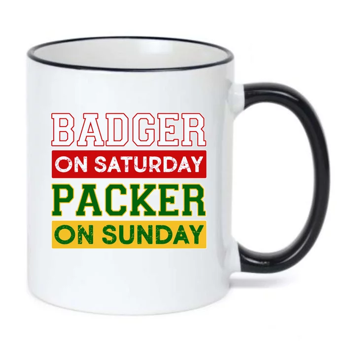 Badger On Saturday Packer On Sunday Black Color Changing Mug