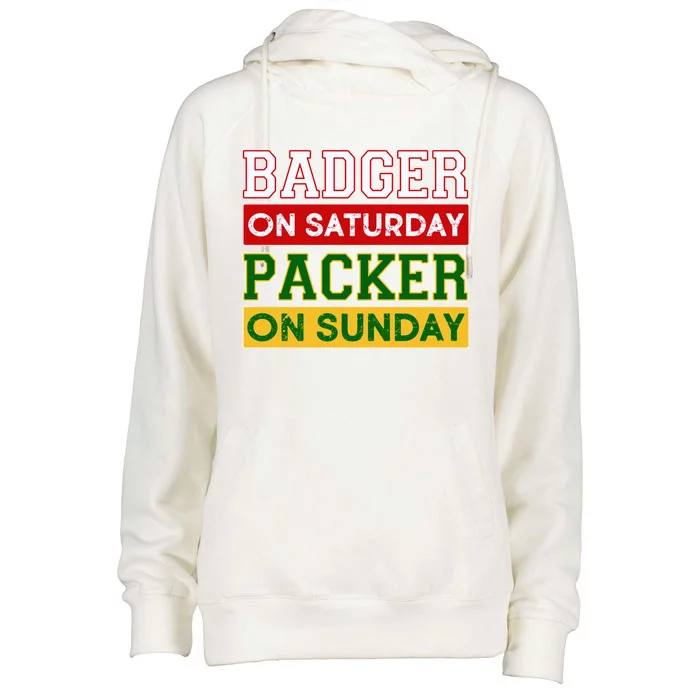 Badger On Saturday Packer On Sunday Womens Funnel Neck Pullover Hood