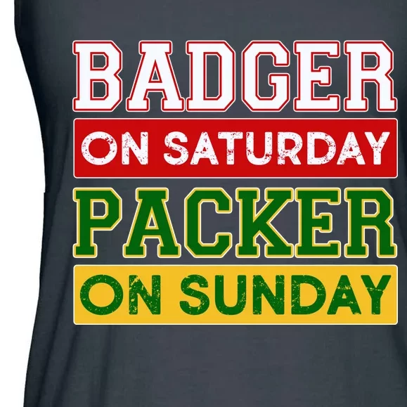 Badger On Saturday Packer On Sunday Ladies Essential Flowy Tank