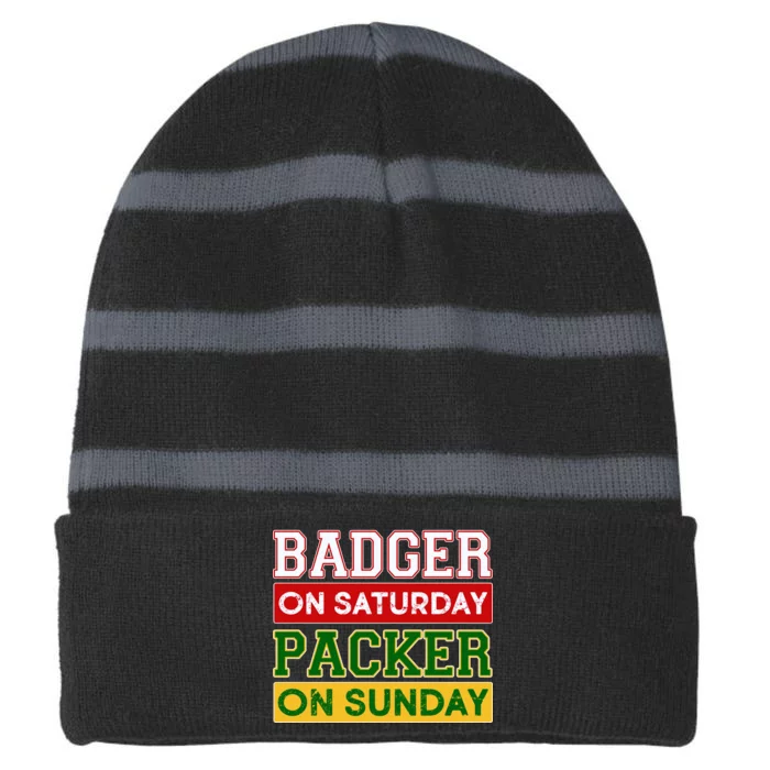 Badger On Saturday Packer On Sunday Striped Beanie with Solid Band