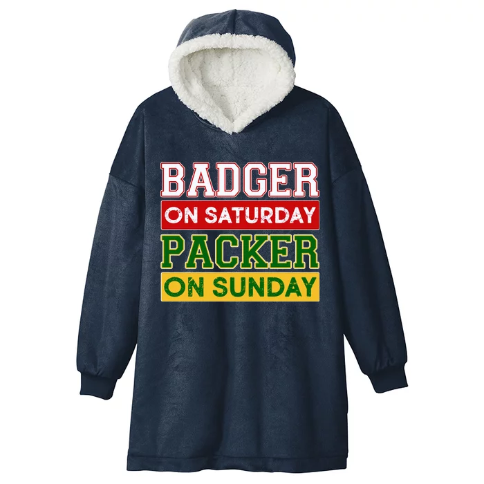 Badger On Saturday Packer On Sunday Hooded Wearable Blanket