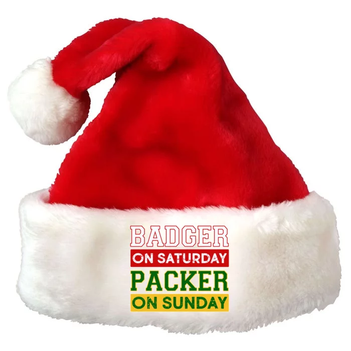 Badger On Saturday Packer On Sunday Premium Christmas Santa Hat