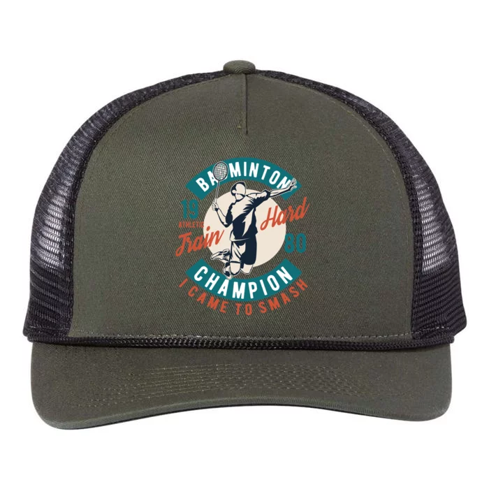 Badminton Champion Train Hard Retro Rope Trucker Hat Cap