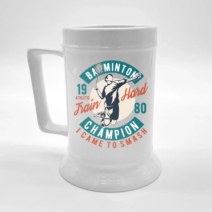 Badminton Champion Train Hard Front & Back Beer Stein