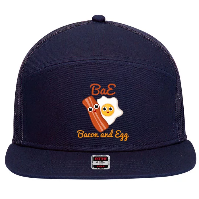 Bae Bacon And Eggs Funny Best Friends 7 Panel Mesh Trucker Snapback Hat