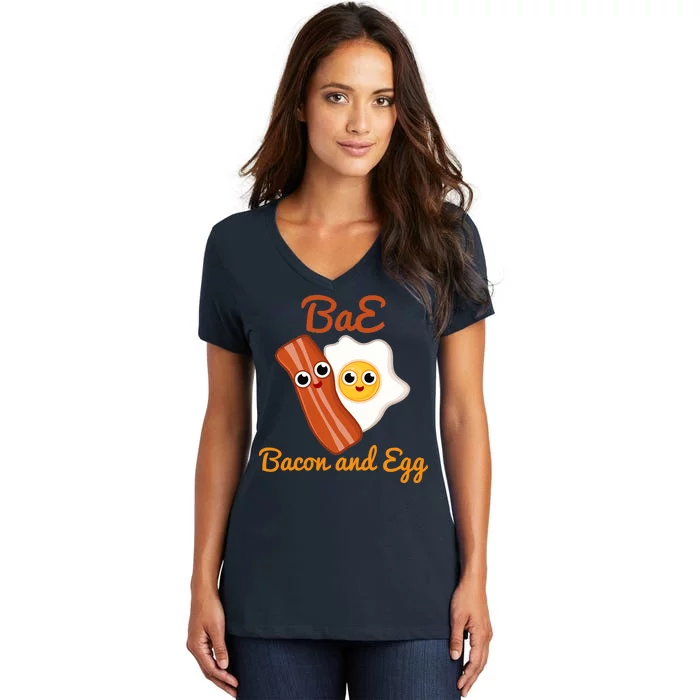 Bae Bacon And Eggs Funny Best Friends Women's V-Neck T-Shirt