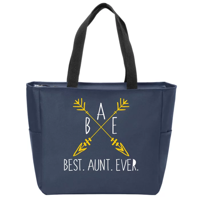 BAE Best Aunt Ever Arrows Logo Zip Tote Bag