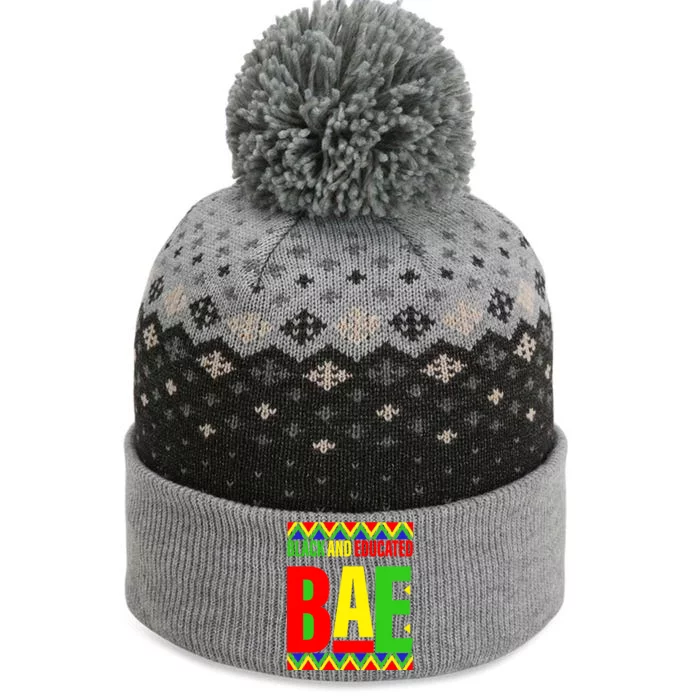 Bae Black And Educated Proud African The Baniff Cuffed Pom Beanie