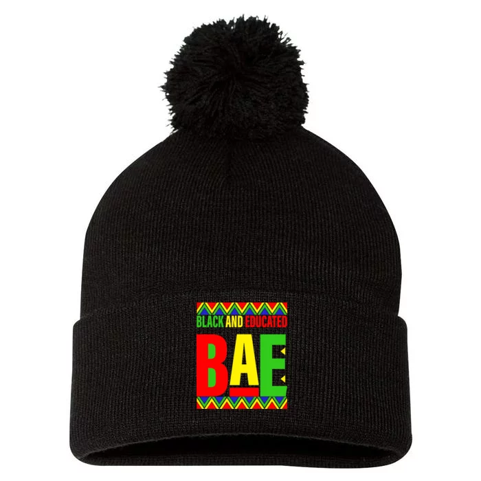 Bae Black And Educated Proud African Pom Pom 12in Knit Beanie