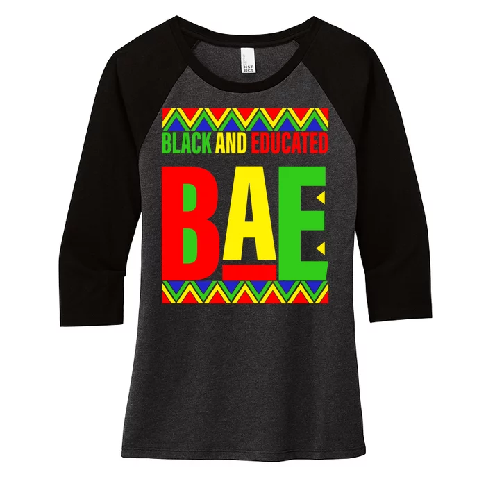 Bae Black And Educated Proud African Women's Tri-Blend 3/4-Sleeve Raglan Shirt