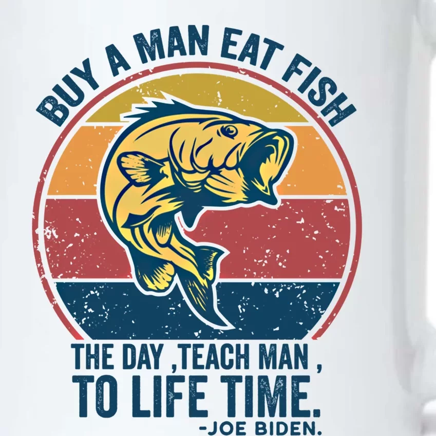 Buy A Eat Fish The Day Teach To Life Time Joe Biden Funny Gift Black Color Changing Mug