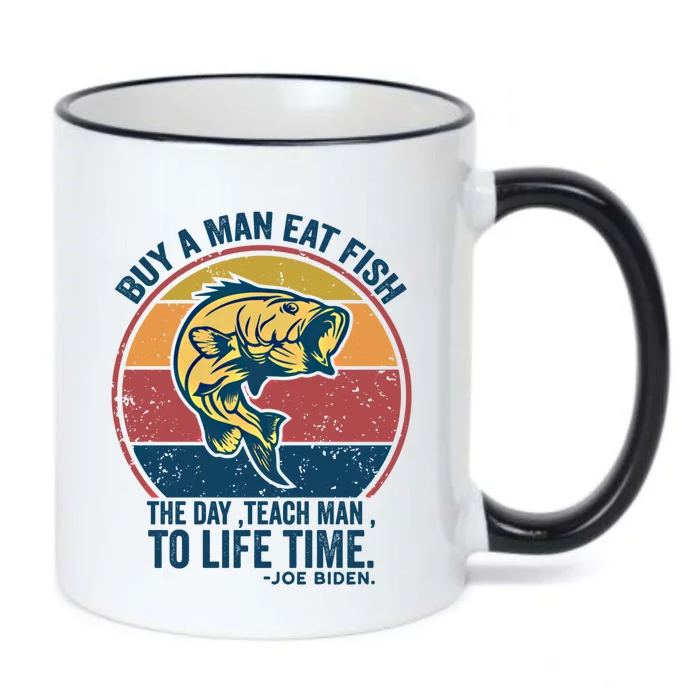 Buy A Eat Fish The Day Teach To Life Time Joe Biden Funny Gift Black Color Changing Mug