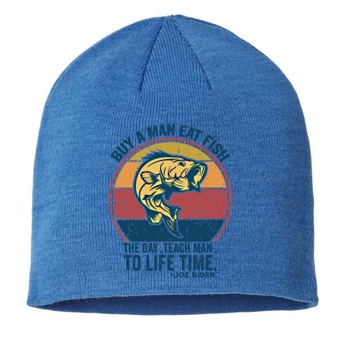 Buy A Eat Fish The Day Teach To Life Time Joe Biden Funny Gift 8 1/2in Sustainable Knit Beanie