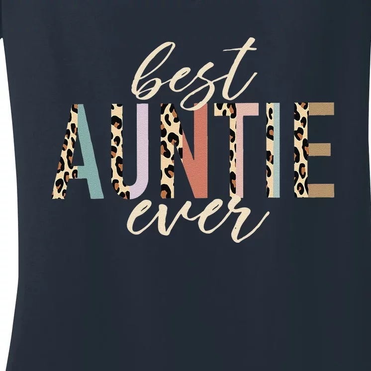 Best Auntie Ever Gifts Aunt Leopard Print Mothers Day Women's V-Neck T-Shirt