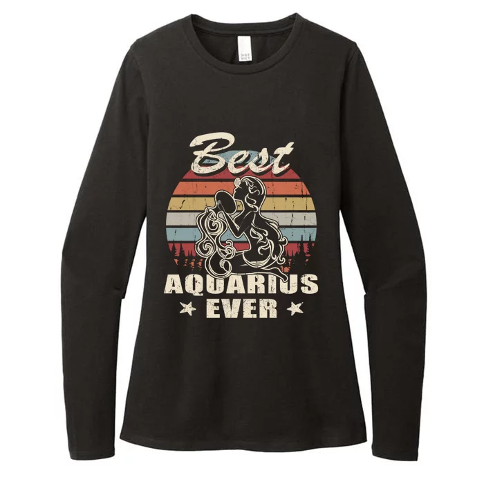 Best Aquarius Ever Vintage Retro Aquarius Astrology Zodiac Cute Gift Womens CVC Long Sleeve Shirt