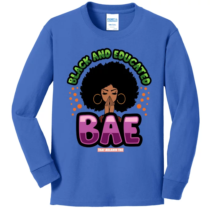 Black And Educated Pretty Black Bae Black Owned Gift Kids Long Sleeve Shirt